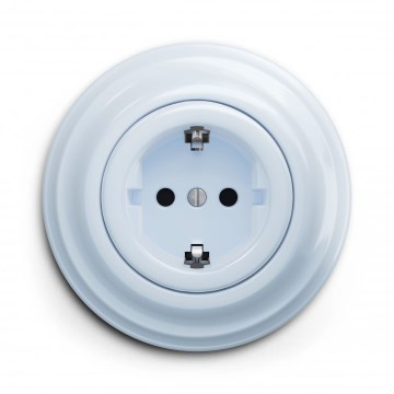 Kliklap - Retro vägguttag för hemmet med ram, SCHUKO 230V/16A, blå