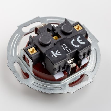 Kliklap - Retro vägguttag för hemmet med ram SCHUKO 230V/16A, brunt