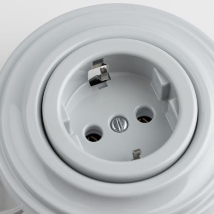 Kliklap - Retro vägguttag för hemmet med ram, SCHUKO 230V/16A, grå