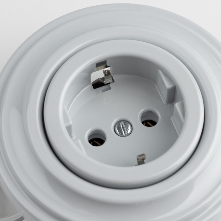 Kliklap - Retro vägguttag för hemmet med ram, SCHUKO 230V/16A, grå