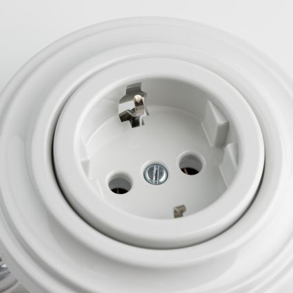 Kliklap - Retro vägguttag för hemmet med ram SCHUKO 230V/16A, vit keramik
