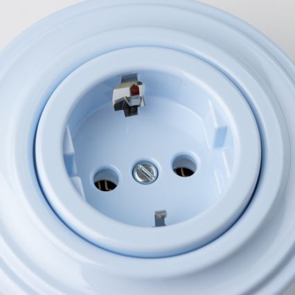Kliklap - Retro vägguttag för hemmet med SCHUKO-ram 230 V/16 A, blå