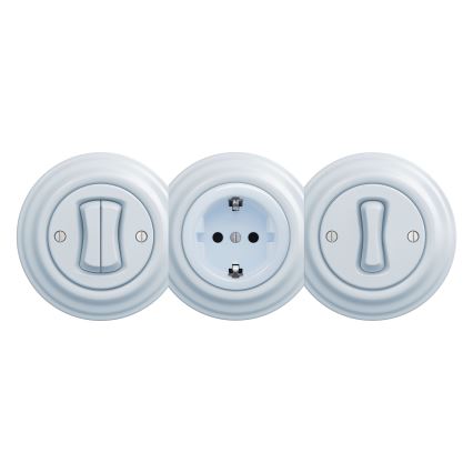 Kliklap - Retro vägguttag för hemmet utan ram SCHUKO 230V/16A blå