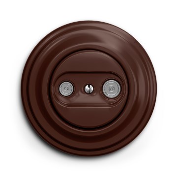 Kliklap - Retro vägguttag för TV och radio (sluttuttag) med ram brun