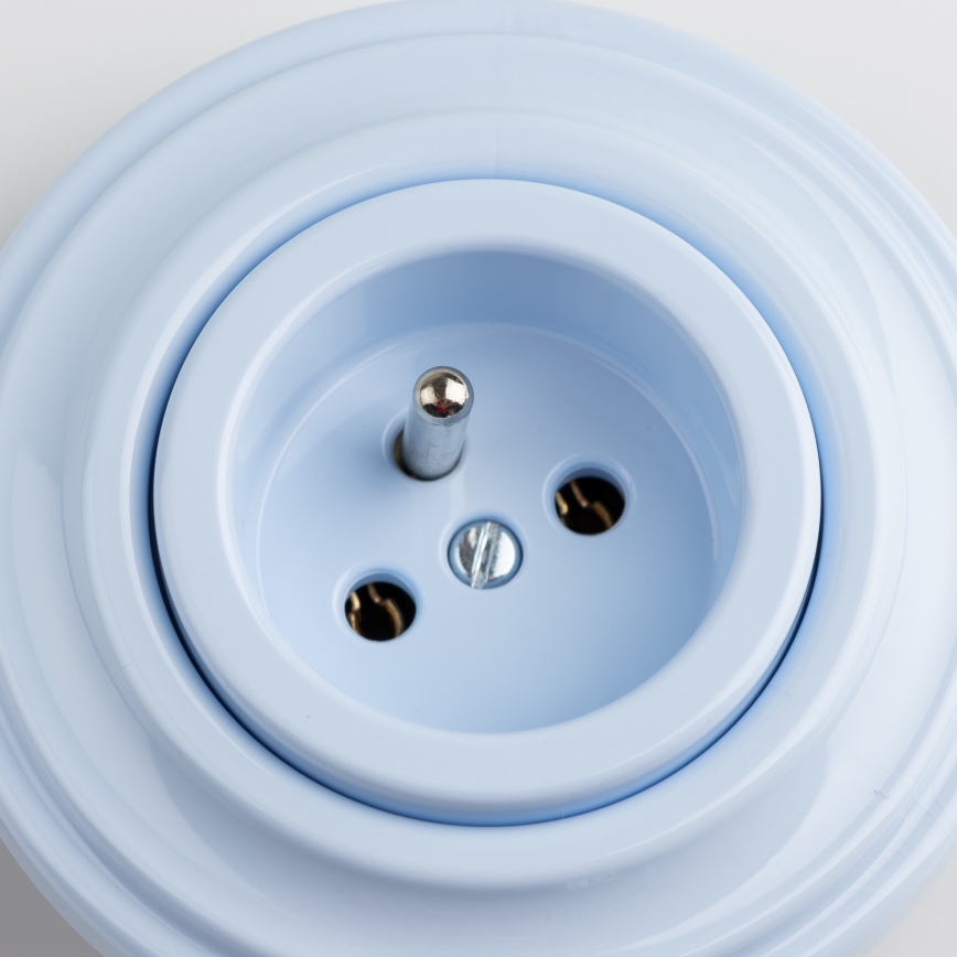 Kliklap - Retro vägguttag med ram 230V blå