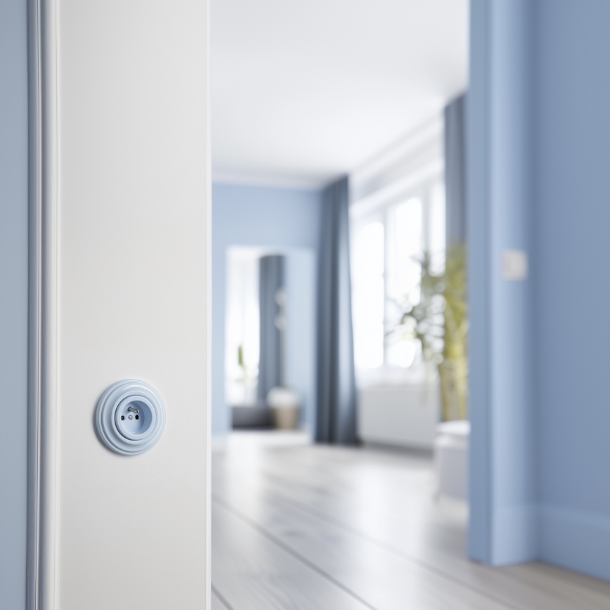 Kliklap - Retro vägguttag med ram 230V blå