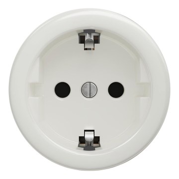 Kliklap - Retro vägguttag utan ram SCHUKO 230V/16A i vit keramik