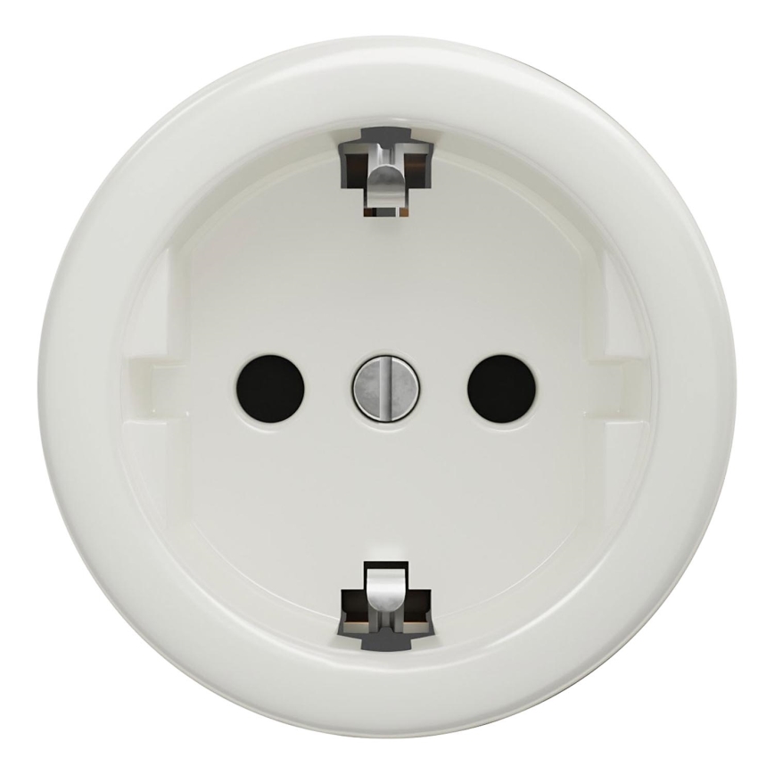 Kliklap - Retro vägguttag utan ram SCHUKO 230V/16A i vit keramik