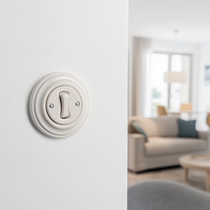 Kliklap - Retroknapp med ram i beige