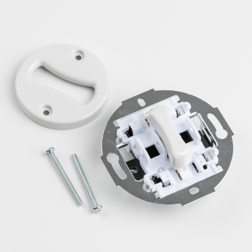 Kliklap - Retroknapp med ram i snövit