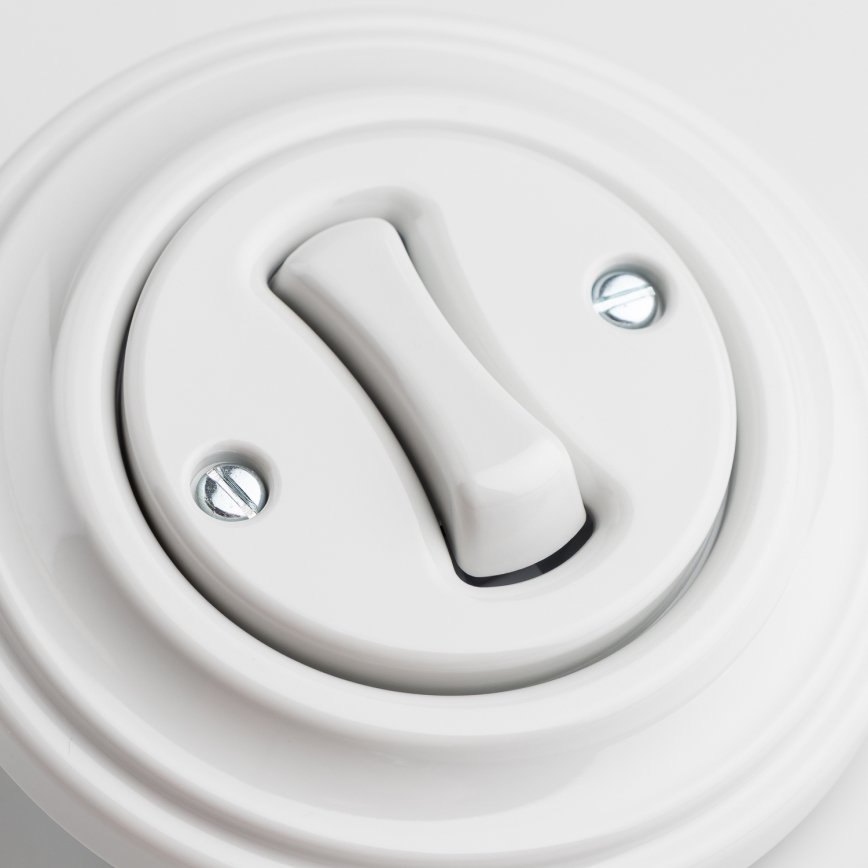 Kliklap - Retroknapp med ram i snövit