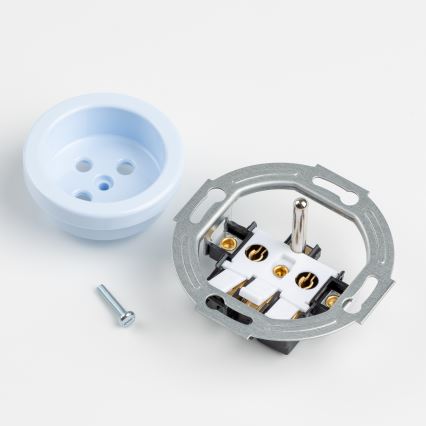 Kliklap - Trippel retro vägguttag för hemmet med ram 230V blå