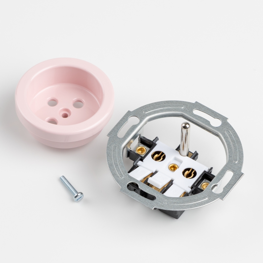 Kliklap - Trippel retro vägguttag med ram 230 V, antikrosa