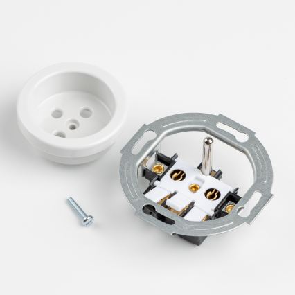 Kliklap - Trippel retrouttag för hemmet med ram, 230V, vit keramik