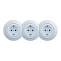Kliklap - Trippelt retrouttag för hemmet med ram SCHUKO 230V blå