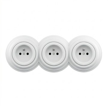 Kliklap - Trippeluttag i retrostil för hemmet med ram 230V snövitt