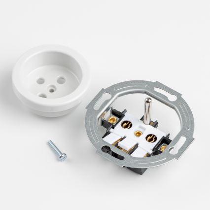 Kliklap - Trippeluttag i retrostil för hemmet med ram 230V snövitt