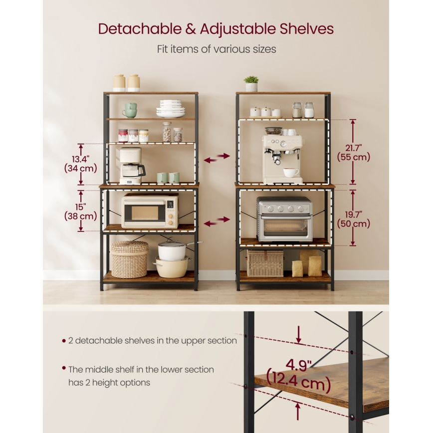 Kökshylla MARGE, brun/svart