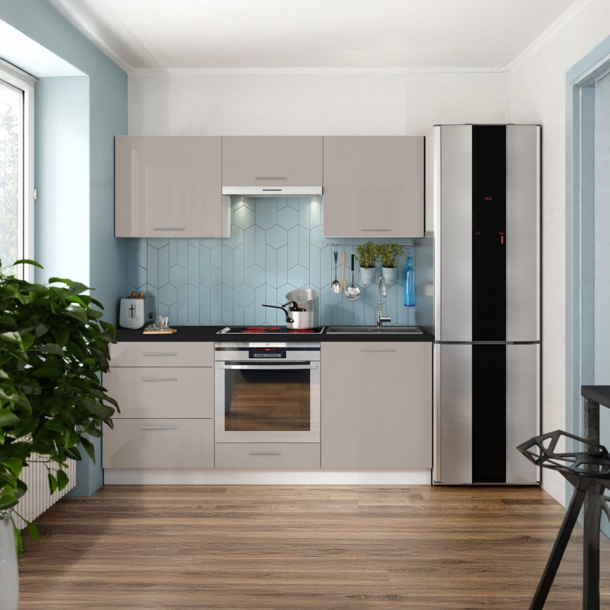 Köksinredning CELESTE 180 cm i högglans, taupe