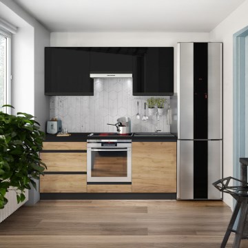 Köksinredning MARINA 180 cm ek craft/blank svart