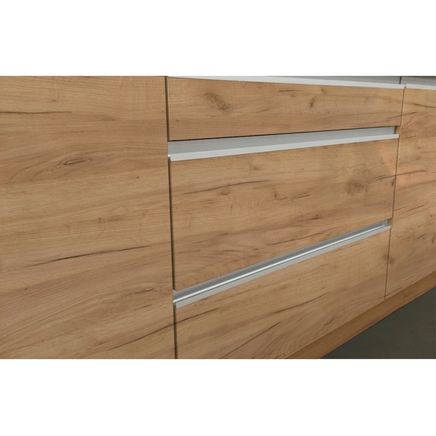 Köksinredning MARINA 240 cm ek craft/högblank vit