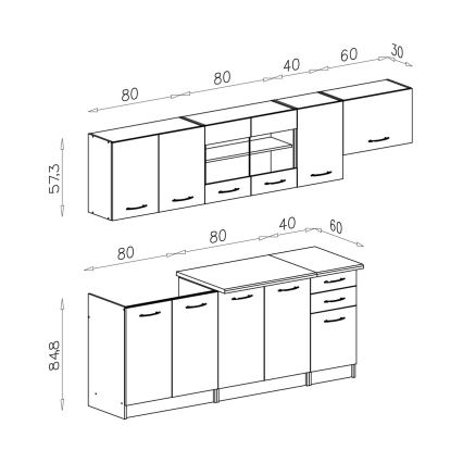 Köksinredning MARISA 260 cm, sonoma-ek