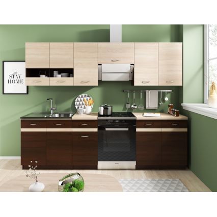 Köksinredning VALERIA 240 cm sonoma-ek/brun