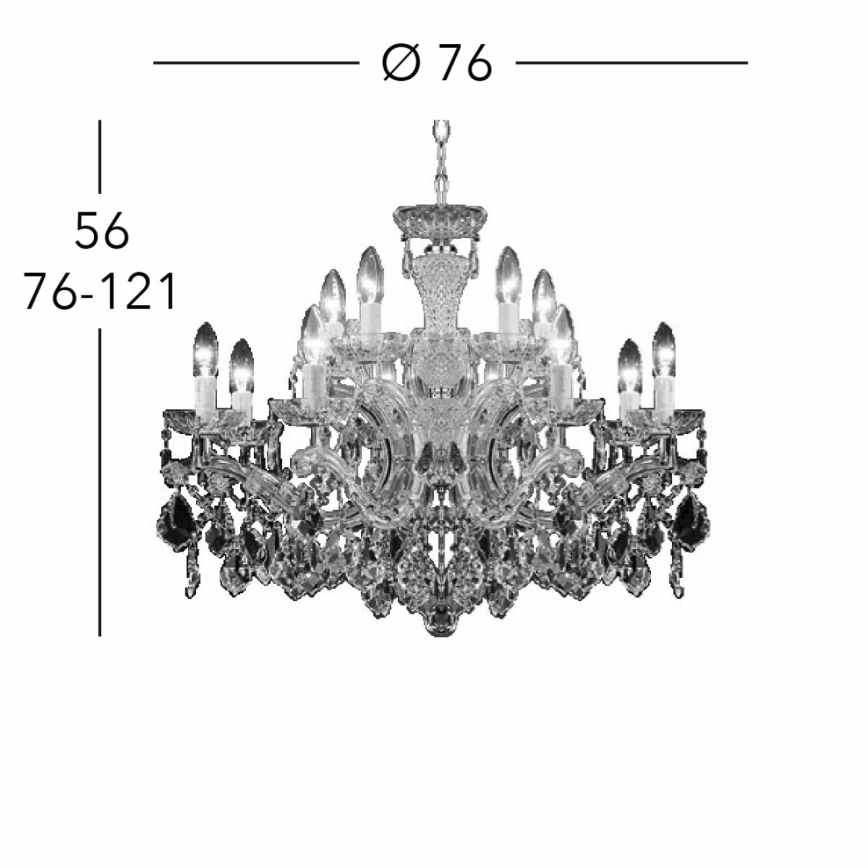 Kolarz 3149.88+4.3.KoT - Kristallkrona på kedja MARIA LOUISE 12xE14/40W/230V 24K guld