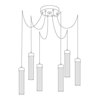 Kolarz 6009.30650 - Ljuskrona med textilsladd RAGGIO 6xE14/25W/230V spindel silver