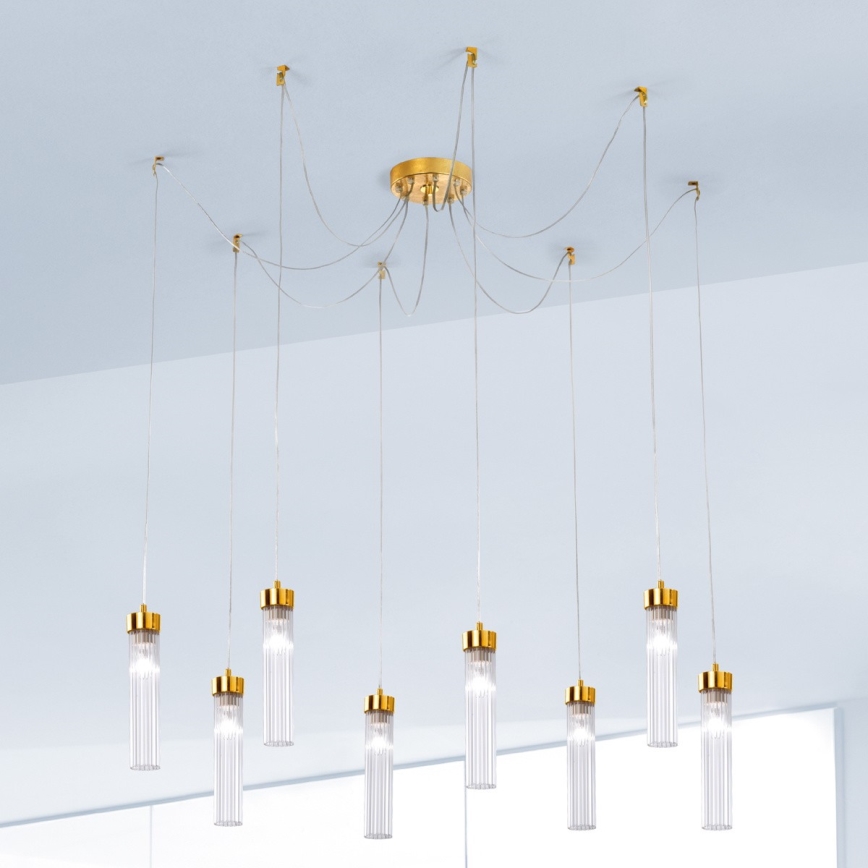 Kolarz 6009.30830 - Ljuskrona med textilsladd RAGGIO 8xE14/25W/230V spindel 24K guld