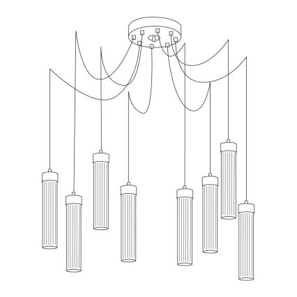 Kolarz 6009.30830 - Ljuskrona med textilsladd RAGGIO 8xE14/25W/230V spindel 24K guld