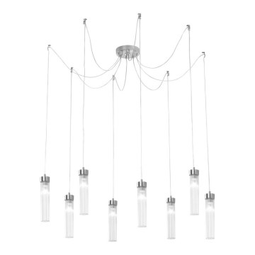 Kolarz 6009.30850 - Ljuskrona med textilsladd RAGGIO 8xE14/25W/230V spindel silver