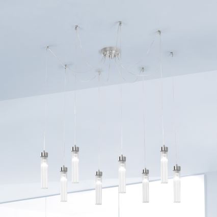 Kolarz 6009.30850 - Ljuskrona med textilsladd RAGGIO 8xE14/25W/230V spindel silver