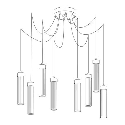 Kolarz 6009.30850 - Ljuskrona med textilsladd RAGGIO 8xE14/25W/230V spindel silver