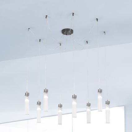 Kolarz 6009.30860 - Ljuskrona med textilsladd RAGGIO 8xE14/25W/230V spindel matt krom