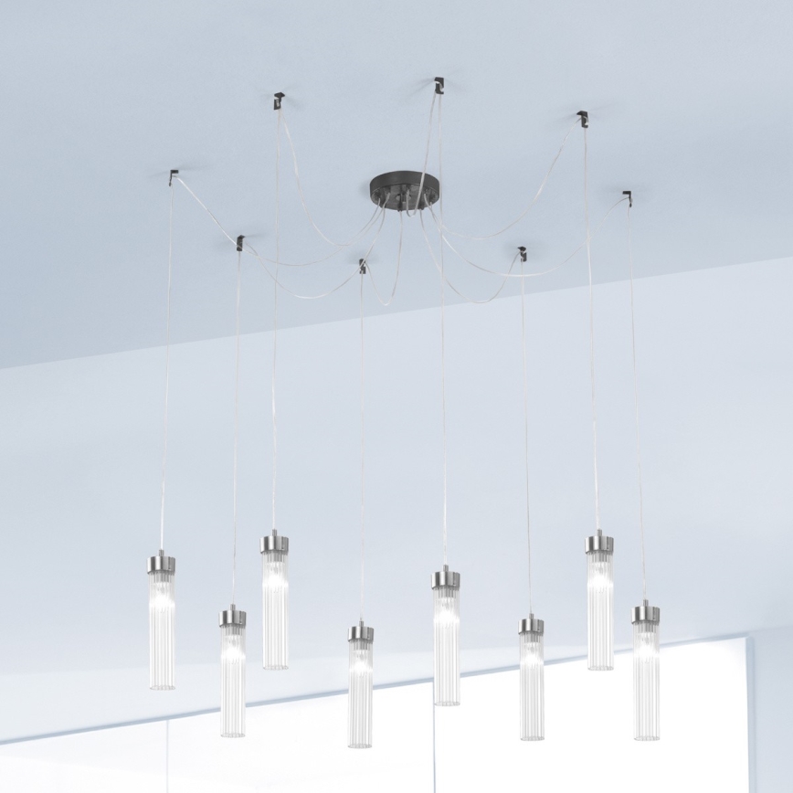 Kolarz 6009.30860 - Ljuskrona med textilsladd RAGGIO 8xE14/25W/230V spindel matt krom