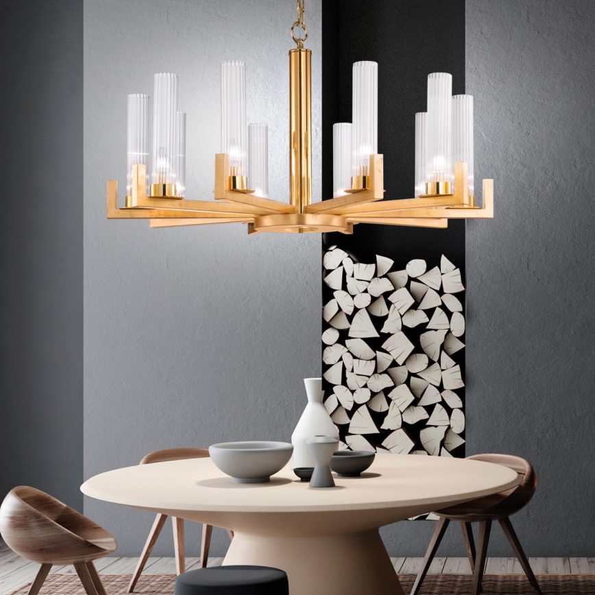 Kolarz 6009.81030 - Ljuskrona med kedja RAGGIO 10xE14/25W/230V 24K guld