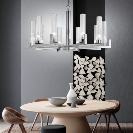 Kolarz 6009.81050 - Ljuskrona med kedja RAGGIO 10xE14/25W/230V silver