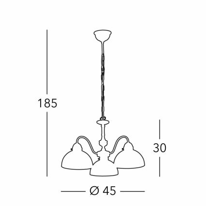 Kolarz 731.83.133 - Taklampa på kedja NONNA 3xE27/75W/230V hjortgrå