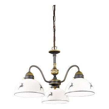 Kolarz 731.83.133 - Taklampa på kedja NONNA 3xE27/75W/230V hjortgrå