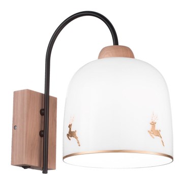 Kolarz A1352.61.Au.100 - Vägglampa NONNA 1xE27/60W/230V hjort ek/vit/guld