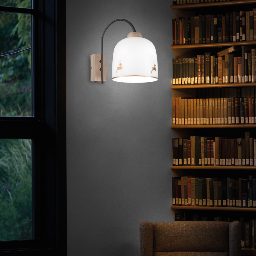 Kolarz A1352.61.Au.100 - Vägglampa NONNA 1xE27/60W/230V hjort ek/vit/guld