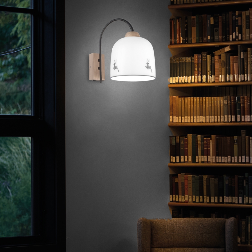 Kolarz A1352.61.Gr.100 - Vägglampa NONNA 1xE27/60W/230V hjort ek/vit/grå