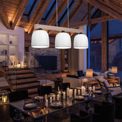 Kolarz A1352.83.Gr - Ljuskrona med textilsladd NONNA 3xE27/60W/230V ek/vit/grå