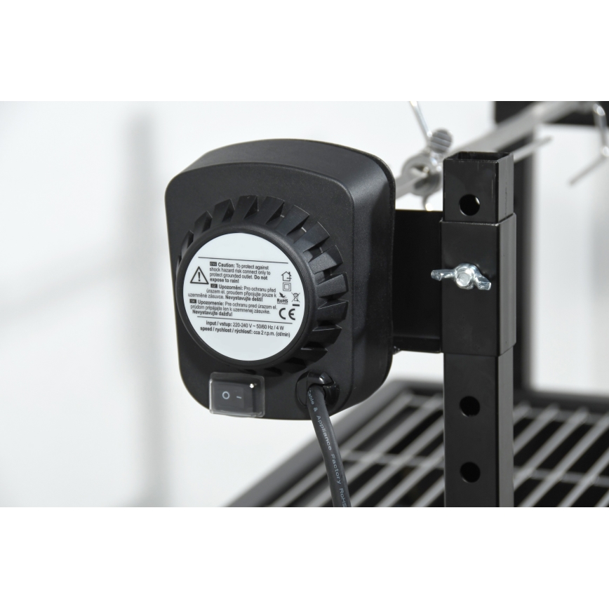 Kolgrill med motor 4W/230V svart