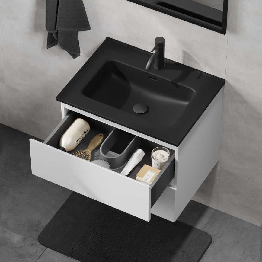 Kommod med tvättställ KENWOOD 61x52x45 cm vit/svart