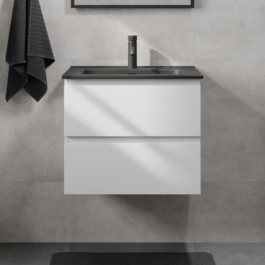 Kommod med tvättställ KENWOOD 61x52x45 cm vit/svart