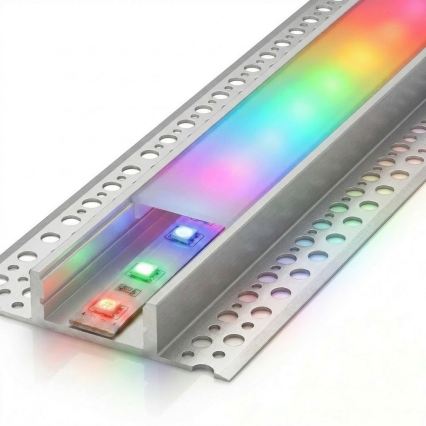 Sats 1x dimbar RGBW LED-remsa DIGITAL LED/9,6W/230V 3 m + 3x infälld profil 1 m silver/vit + fjärrkontroll