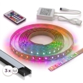 Komplett set: 1x dimbar RGBW LED-remsa DIGITAL LED/9,6 W/230 V, 3 m + 3x infällda profiler 1 m (svart/vit) + fjärrkontroll