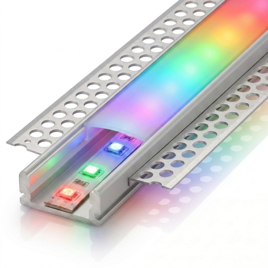 Set 1x LED RGBW dimbar remsa DIGITAL LED/16,5W/230V 5 m + 5x inbyggnadsprofil 1 m silver/vit + fjärrkontroll
